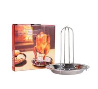 Grille de cuisson antiadhésive pour poulet avec bac de récupération | Grille de cuisson pour barbecue au charbon de bois, fêtes de jardin, excursions de camping, événements en plein air