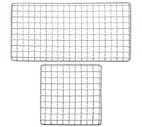 Grille de Cuisson de Camping Lot de 2, en Acier Inoxydable 304 Set de Set | Maille Fine et Surface Polie, pour Brochettes et Steaks, Usage Feu de Camp et Cuisson au Four