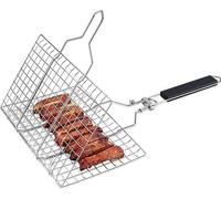 Grille de cuisson portable pour poissons et légumes, support à poisson portable avec poignée amovible, grille de cuisson pour barbecue, poissons, légumes, steaks, crevettes
