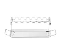 Grille de cuisson pour poulet | avec plateau d'égouttement pour barbecue, baguettes de batterie, grille à rôtissoir, pour intérieur et extérieur, pique-nique, barbecue, camping, fête, jardin, cour