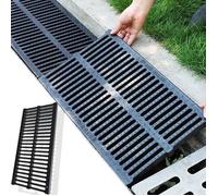 Grille de Drainage Couvercle de Regard Caniveau Extérieur Système de Drainage pour Terrasse Piscine Jardin Grilles 50x20x3cm Noir