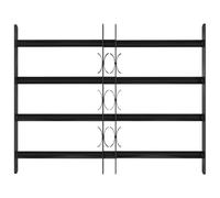 Grille de fenêtre en acier revêtu par pulvérisation - 75,5 x 60 cm - Noir - Réglable avec supports transversaux pour fenêtres en plastique, bois, aluminium - Idéale pour l'intérieur et l'extérieur