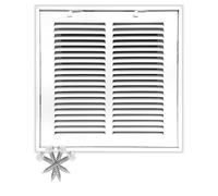 Grille de filtre à air en acier 25,4 x 25,4 cm pour filtre de 2,5 cm - Charnière fixe - Plafond recommandé - Couvercle de conduit CVC - Face plate estampée - Blanc [Dimensions extérieures : 32,5 x