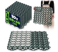 Grille de gazon en plastique KADAX, 50 x 50 cm, 2,5 m², grille de gazon, structure en nid d'abeille, plaque pour paddock, dalles de gazon (vert, carré, 10 pièces)