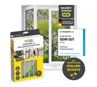 EASYmaxx Moustiquaire de fenêtre avec protection contre le pollen & Magic Click | Peut être découpée pour des fenêtres jusqu'à 150x130cm | Montage facile avec 12 aimants - pas de perçage [Anthracite]
