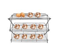 Grille de refroidissement pliable à 3 niveaux, rectangulaire, en fil de fer noir, pour gâteaux, biscuits et sablés