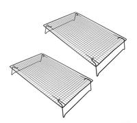 Grille de refroidissement pliable en fil d'acier au carbone pour biscuits, pain, viande, grille de cuisson au four, 42,5 x 27,7 cm (2 pièces)