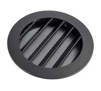 Grille de ventilation extérieure murale en aluminium pour salle de bain, cuisine, garage, grille ronde avec moustiquaire métallique, couleur résistante aux UV (noir, 100 mm)