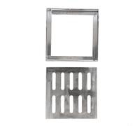 Grille de vidange en acier inoxydable - Couvercle de grille de vidange - Double trou - Avec cadre - Antidérapant (150 x 150 x 20 x 2 mm)