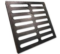 Grille d'égout en fonte, dimensions 391 x 391 mm e charge B125, couleur noire