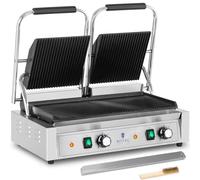 Grill double Expondo Royal Catering - 3 600 W - rainuré