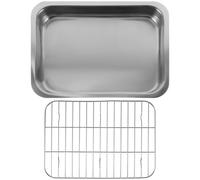 Grille en Acier Inoxydable Plaque de Cuisson pour Four | Plaque A Patisserie Perforée, Plat à Four Rectangulaire Argenté, Desserts Cupcake Barbecue, Entretien Facile
