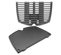 Grille en fonte Weber Q - 32 x 21,6 cm - Set de 2 avec brosse de nettoyage - Gril à gaz compatible Weber Q100 Q1000 Q1200 Q1400