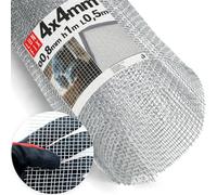 Grille filtrante à mailles fines - Vendu au mètre - Protection contre les parasites - Maille en acier galvanisé - 4 mm x 4 mm - 0,8 mm - 1 m x 0,5 m