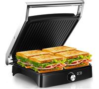 Grille-Panini Électrique 2000W -Appareil À Croque-Monsieur 4 Tranches -Grill Électrique À Ouverture 180°-Température Régla[C316]
