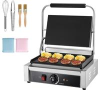 Grille-panini Gril de contact 2200 W - Convient commercialement pour sandwiches, steak, bacon, hamburgers - Machine à sandwich et gril à presser en acier inoxydable avec poignée, réglage de la tempéra
