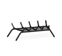 Grille porte-bûches avec 4 pieds pour cheminée design trapèze 16 x 58 x 28 cm en acier noir 13_0007253