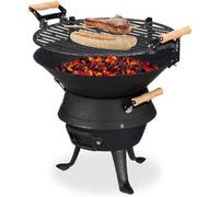 Grille pour barbecue au charbon – Grille réglable en hauteur – Avec grilles d'aération – Noir – 40 x 45 x 36 cm