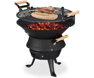 Grille pour barbecue au charbon – Grille réglable en hauteur – Avec grilles d'aération – Noir – 40 x 45 x 36 cm