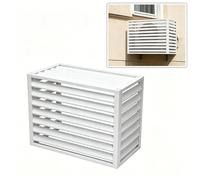Grille pour climatiseur mural extérieur avec toit à persiennes, structure solide anti-vent, protège contre pluie et feuilles, Ne gêne pas la ventilation 5CV (Blanc,120×70×150cm)