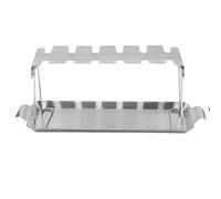 Grille pour pieds de poulet - Support en acier inoxydable - Grille de cuisine pliable à 12 fentes - Support pour ailes et baguettes avec plateau - Convient pour four, fumer, barbecue à charbon