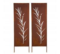 Grille noble brise vue métal lot de 2 160 x 50 cm jardin coupe vent déco rost...