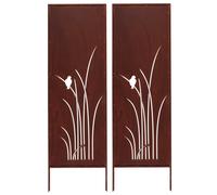 Kapaga - Lot de 2 brise-vue en métal - 160 x 50 cm - Patine - Aspect rouille
