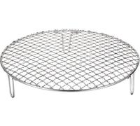 Grille ronde de 26,4 cm en acier inoxydable avec pieds de 50 mm pour griller, cuire au four, cuire à la vapeur et faire des barbecues