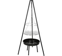 Grille suspendue avec cheminée 52 cm Acier noir avec grille chromée
