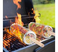Grillmand avec poignée en bois amovible pour barbecue