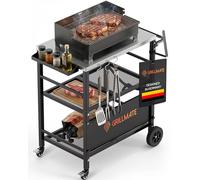GRILLMATE Table de barbecue d'extérieur pliable résistante aux intempéries | Chariot de barbecue, chariot de service, table pour barbecue Weber, barbecue à gaz, four à pizza | Table d'appoint pour