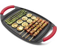 Grillrooster, poêle de grill - Plaque de cuisson - Pour une cuisine savoureuse - Revêtement antiadhésif effet pierre - 36 x 23 cm - Noir