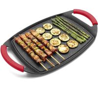 Grillrooster, poêle de grill - Plaque de cuisson - Pour une cuisine savoureuse - Revêtement antiadhésif effet pierre - 36 x 23 cm - Noir