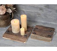 Grimaud Plateau ancien avec anse Différentes tailles Bois Chic Antique UNIKA (25 x 25 x 2 cm)