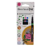 Grim'Tout - Lot de 3 Feutres de Tatouage Temporaire Noirs - Encre Sans Danger pour la Peau - Loisirs Créatifs et Festifs : Carnaval, Festival, Kermesse - Pour Tous - Set Complémentaire