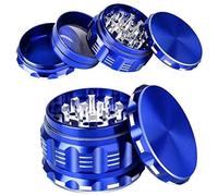 Grinder a herbes,Grinder en alliage d'aluminium,avec Tamis Magnétique,Bac à Pollen et Grattoir,pour épices,Herb,Pollen,Fleurs(bleu)