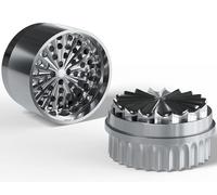 Grinder en acier inoxydable sans dents Ø 63 mm | Moulin à herbes durable et sans adhérence | 5 pièces avec boîte de rangement intégrée dans le couvercle et étui de protection
