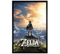 Grindstore Poster encadré en bois noir The Legend of Zelda : Breath Of The Wild Sunset - Décoration murale / art - Idée cadeau pour le salon, la chambre à coucher, la maison ou le bureau