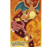 Grindstore Poster Pokémon type feu - Grande impression murale plastifiée - Décoration murale pour la maison, le bureau, la salle de classe, idée cadeau, impression décorative - 91,5 x 61 cm