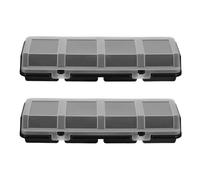 GRIRIW 2 Pièces Organisateur de Petites Pièces, Boîte de Rangement pour Visserie en PP Noir, 4 Compartiments, Couvercle Transparent Incliné, pour Matériel, Garage et Salle de Jeux