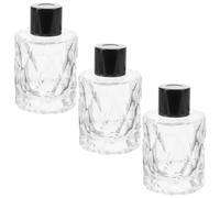 GRIRIW 4 Pièces Bouteille Vide pour Diffuseur D'arômes en Verre Clair 50ml, Design Minimaliste Cylindrique, Rechargeable et Compacte, pour Spa ou Coiffeuse