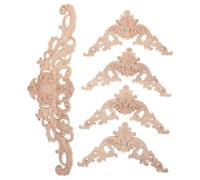 GRIRIW Appliques Sculptées en Bois pour Meubles, Lot de 5 Pièces, Style Européen Classique, Faciles à Installer Peindre, Décoration Élégante pour Intérieur Maison