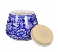 GRIRIW Bocal de Rangement Hermétique Couvercle en Porcelaine Bleue et Blanche 870ml Pot de Stockage Élégant pour Thé Noir, Cadeau pour Maison ou Boutique de Thé