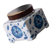 GRIRIW Boîte de Rangement pour Thé en Céramique Style Chinois 225ml Couvercle Scellé Décoration la Cuisine et Salon Motif Fleur Délicate