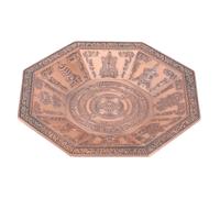 GRIRIW Bol Feu Bouddhiste Fer en Rituel Rouge, Plat Octogonal de Décoratif | Style Rétro aux Motifs Auspicieux, Usage Maison et Offrandes Familiales, Finition Résistante à Décoloration