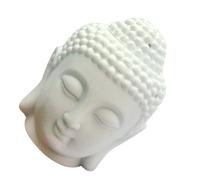 GRIRIW Brûleur à Huile Essentielle Lampe à Bougie Artisanale Tête de Bouddha en Céramique Blanche 10x14 Cm pour Salle et Bibliothèque