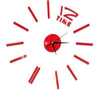 GRIRIW Horloge Murale Miroir Rouge Moderne DIY Stickers Autocollants Adhésifs en Métal et Acrylique pour Décoration Créative Salle à Manger