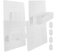 GRIRIW Panneau Perforé Mural Organisateur 1 Set Abs Blanc, Fixation Murale | Cuisine et Salle de Bain, Charge Élevée, Crochet, Étagère Ovale et Boîte de Rangement Inclus