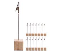 GRIRIW Porte-cartes de Table en Bois Vintage 15pcs Pince Crocodile Robuste pour Bureau et Décoration de Table de Mariage