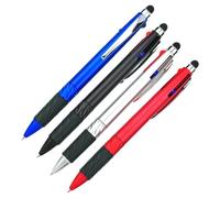 GRIRIW Stylos à Bille et Grip Confortable 3 Couleurs Multifonctions Lot de 4 avec Stylet Tactile, Structure Métallique Plusieurs styles pour Réunion et Bureau Plusieurs styles